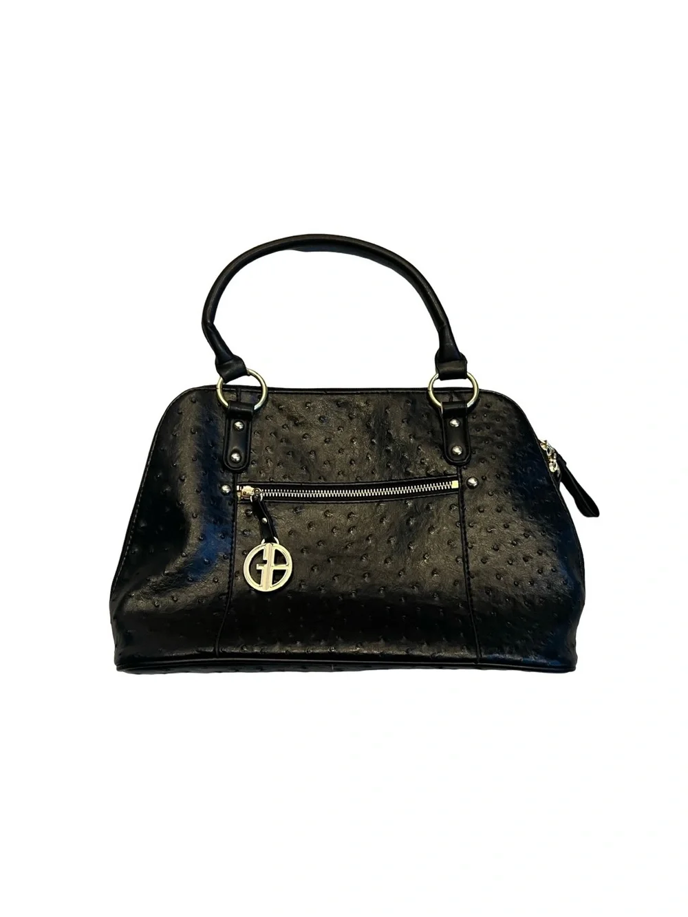 Giani Bernini Black Faux Ostrich Shoulder Bag